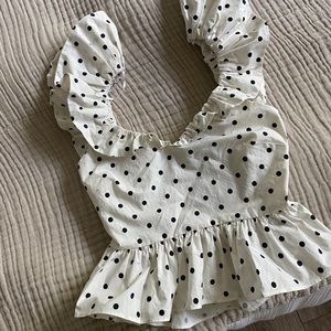 Polka Dot Peplum top with Open Back